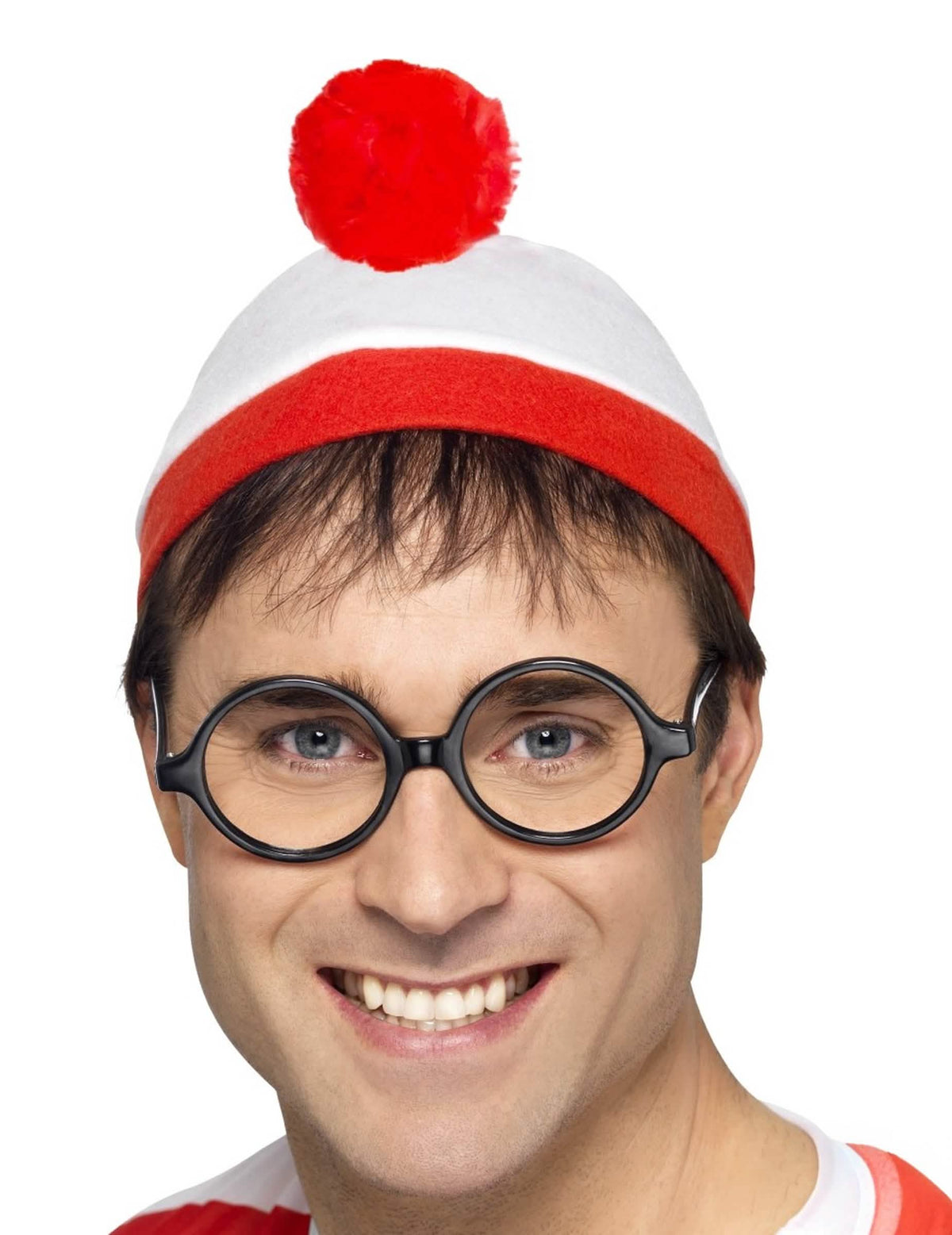 Căciulă Charlie™ pentru adult roșu și alb cu ciucure