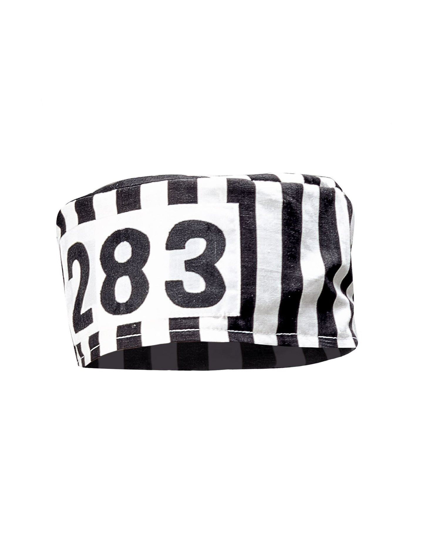 Détail du numéro et des rayures du bonnet de prisonnier