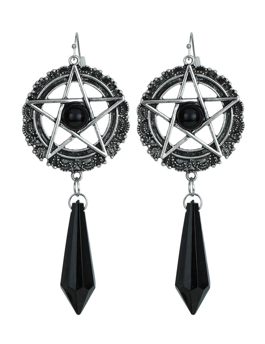 Vue de face des boucles d'oreilles étoiles sataniques