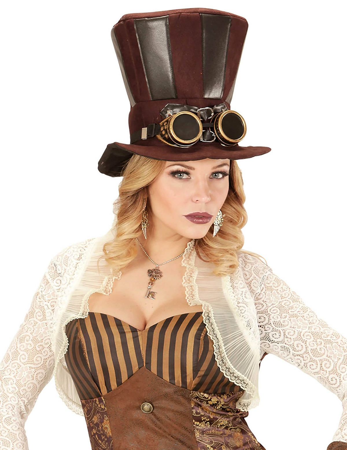 Portret din față al cerceilor cu roți dințate și pene steampunk pentru adult