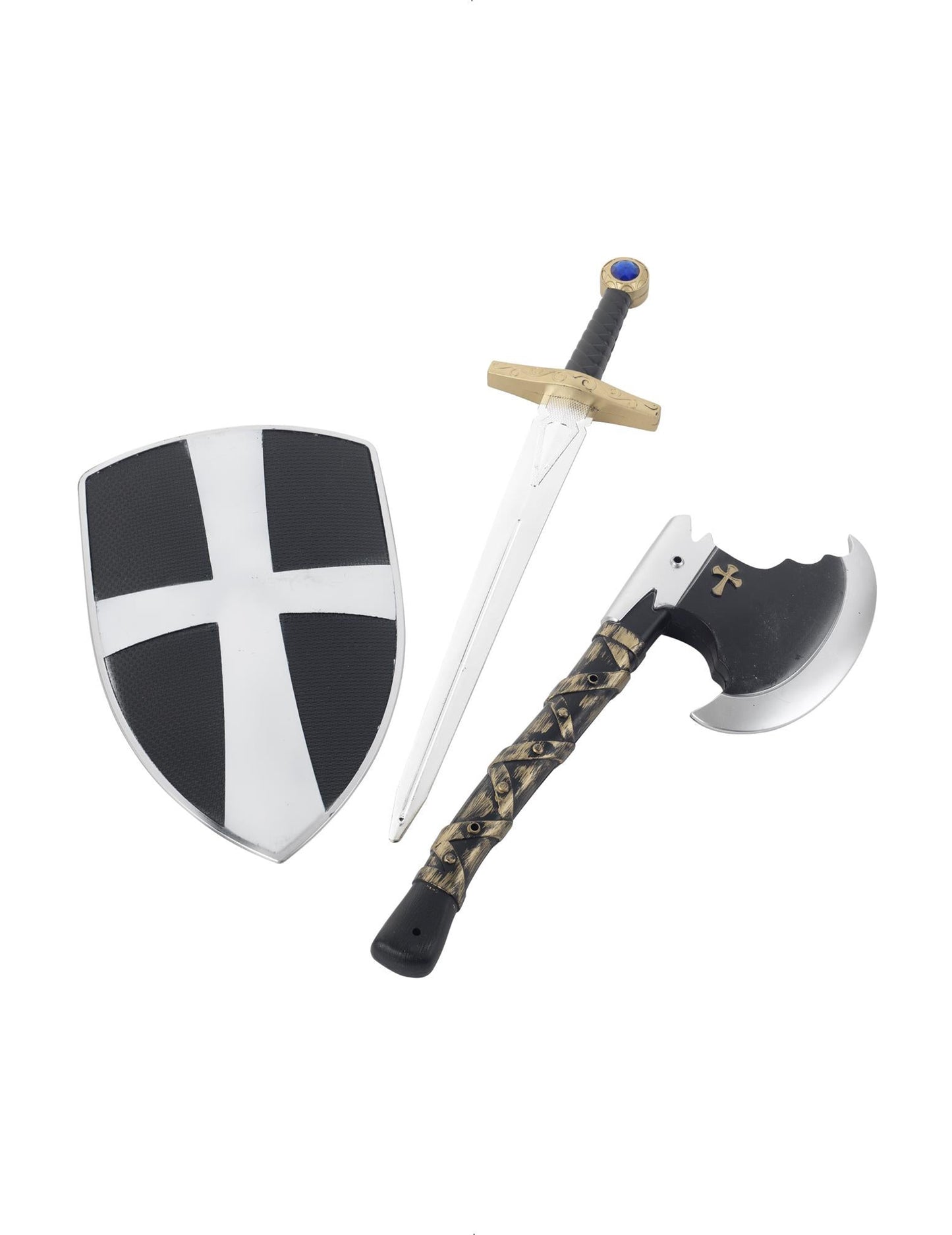 Sabie cavaler medieval din plastic pentru copii și scut pentru topor