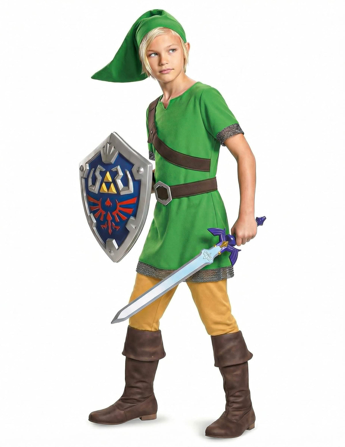 Vedere de ansamblu cu costum și sabie a scutului Link Zelda™ pentru copil