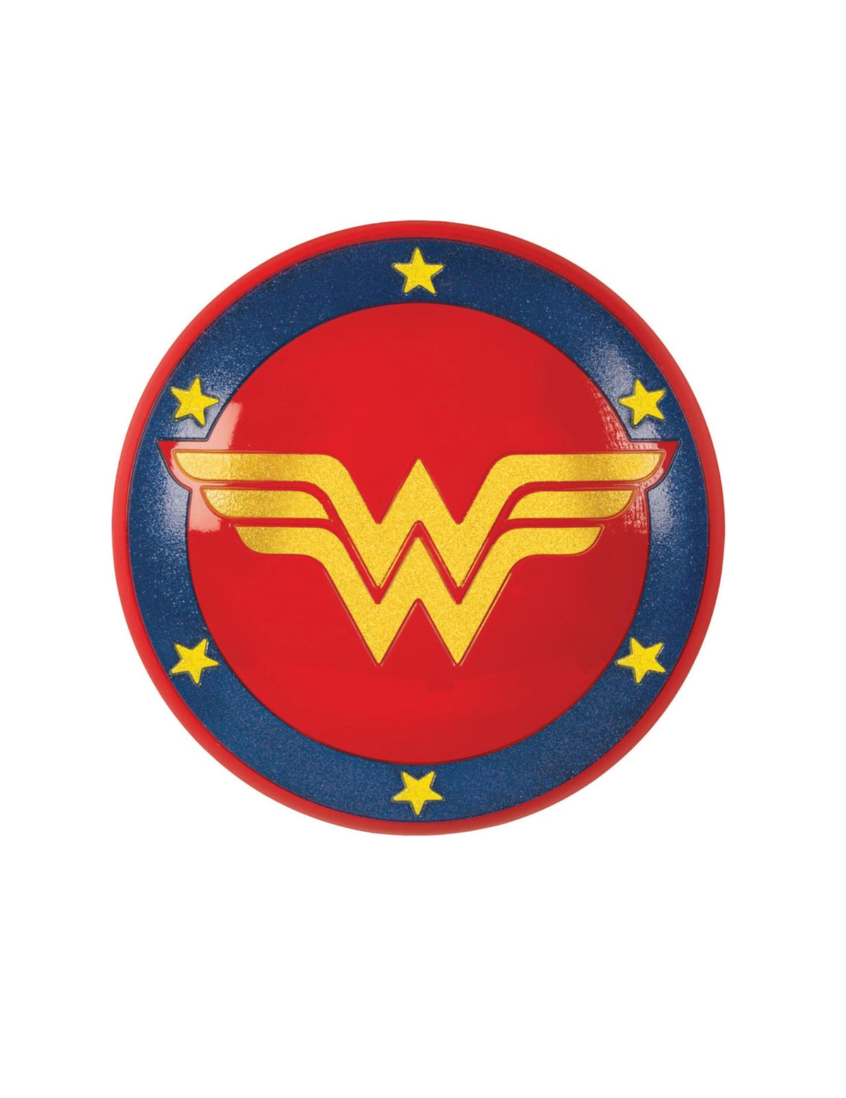 Bouclier PVC Wonder Woman Super Hero Girls™ pour enfant rouge bleu et jaune avec logo doré