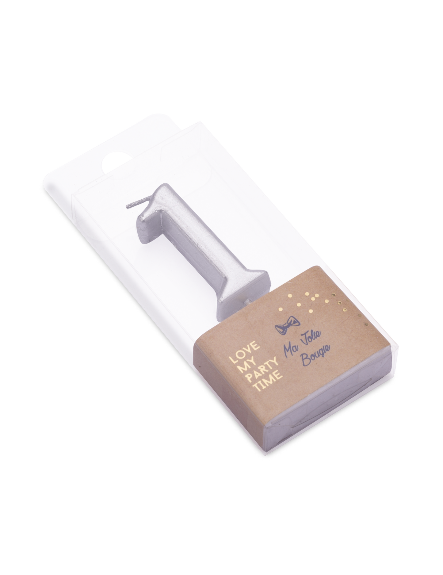 Lumânare de ziua de naștere cu numărul 1, metalică argintie, 4.3 cm cu vârf