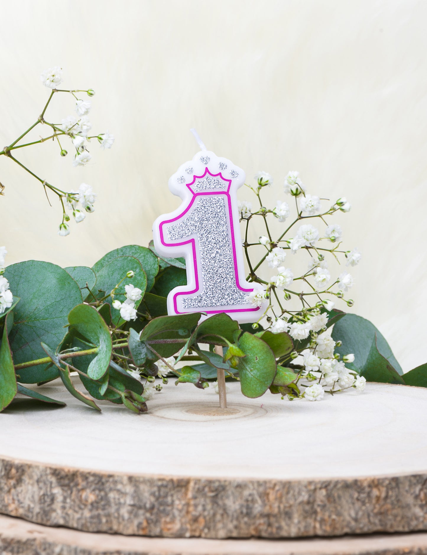 Lumânare de ziua de naștere numărul 1 prințesă 5.8 cm sclipici