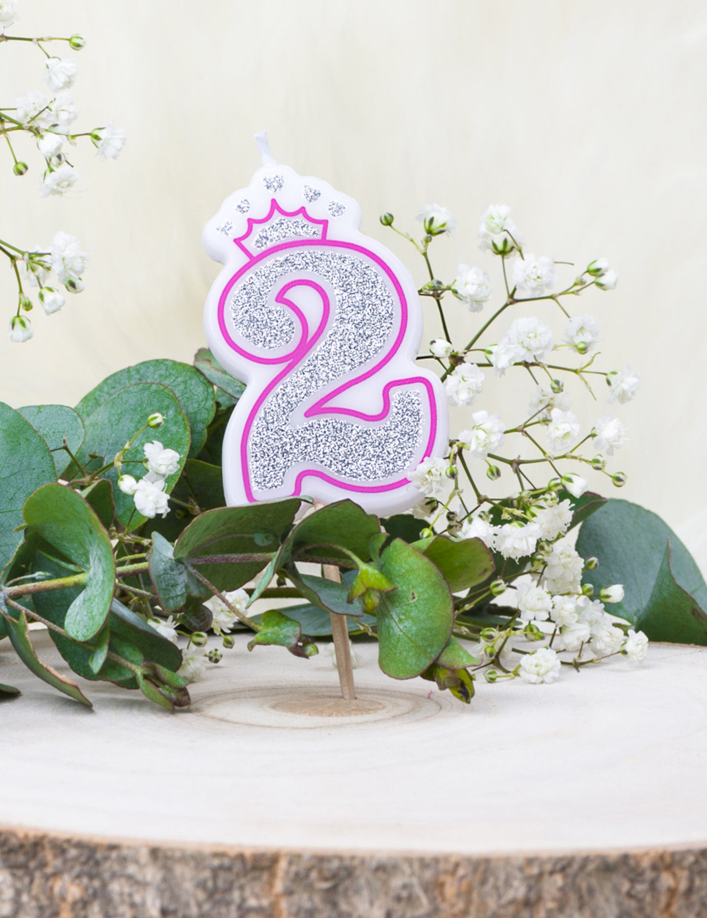 Lumânare de ziua de naștere cu numărul 2 prințesă 5.8 cm paiete