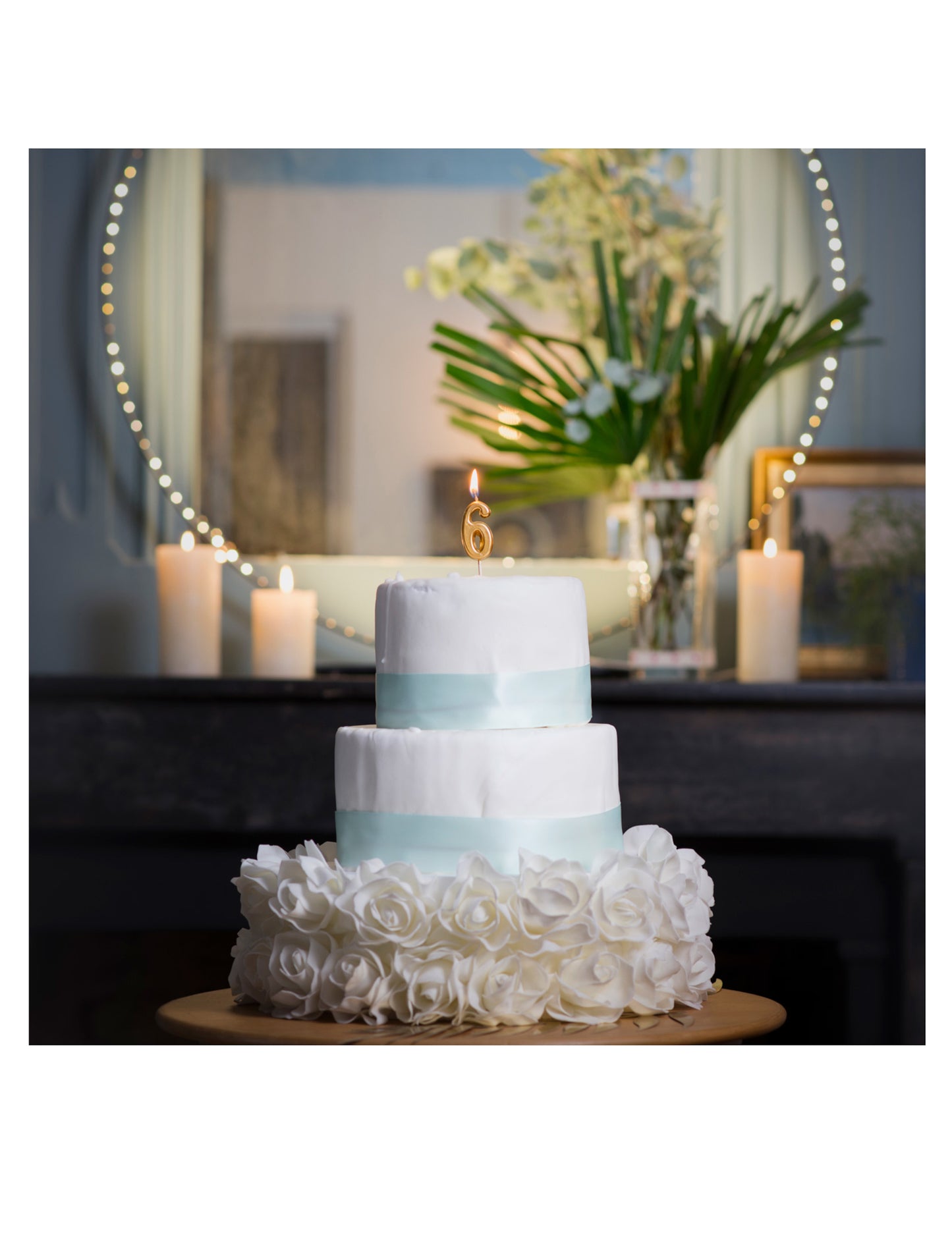 Lumânare de ziua de naștere cu numărul 6, auriu metalic, 4.3 cm cu vârf