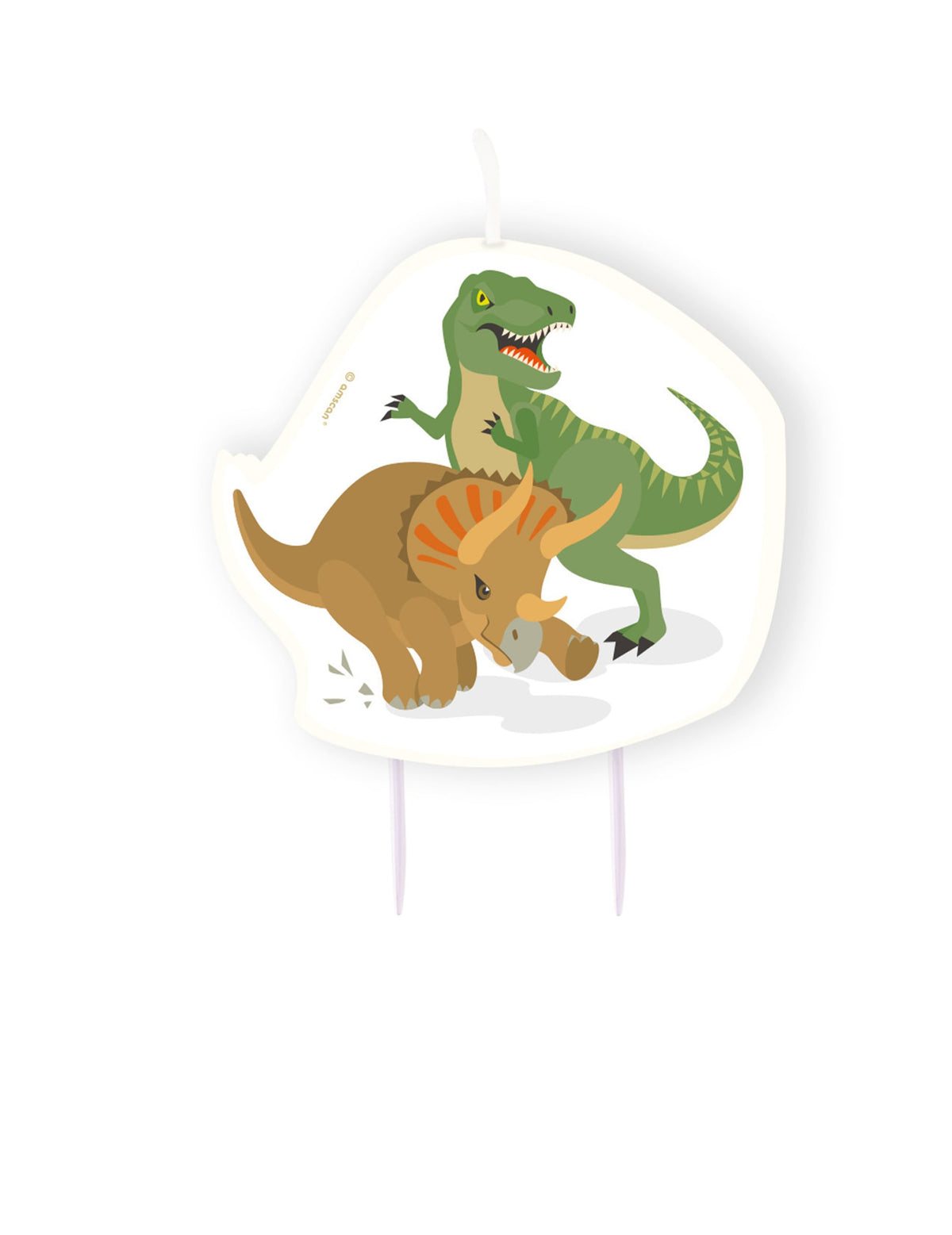 Lumânare de aniversare mari dinozauri triceratops și t-rex pentru copil verde și maro