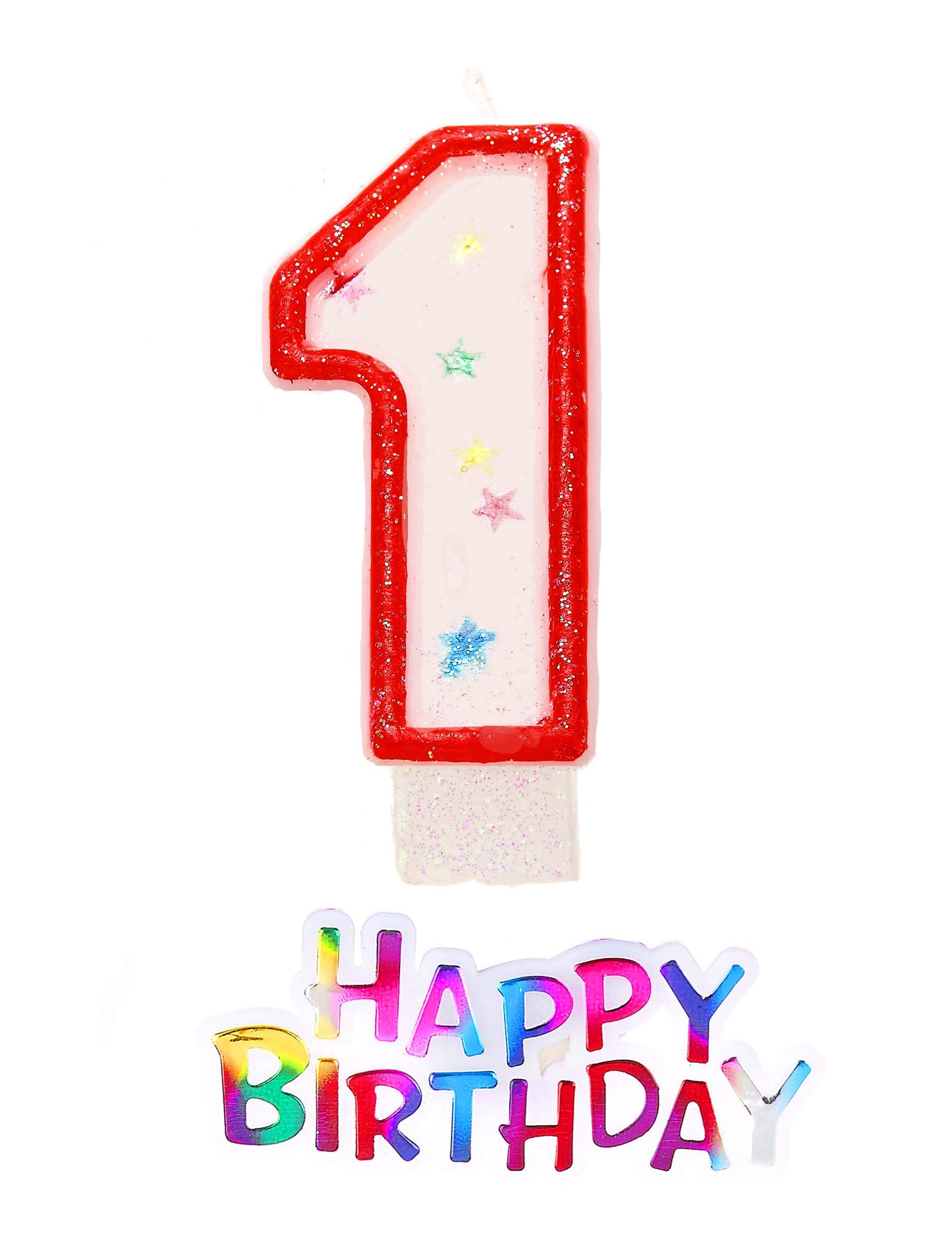 Lumânare de ziua de naștere cu sclipici numărul 1 stea