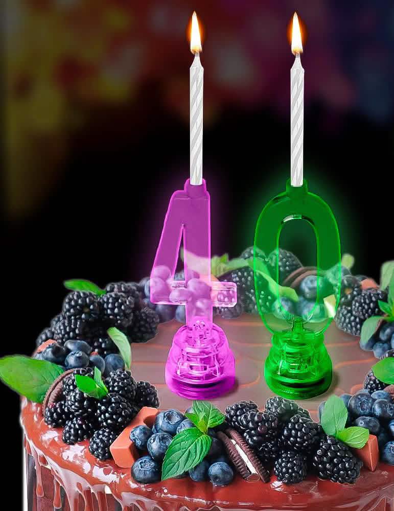 Figură de decor pe un tort a lumânării luminoase LED cifra 4