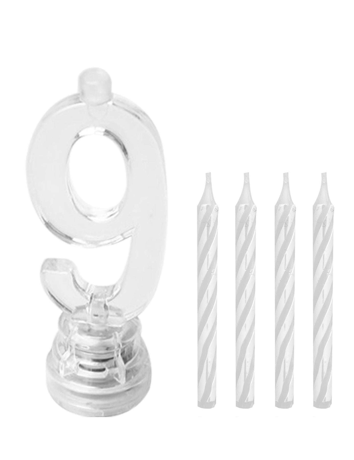 Détail du support et des bougies de la bougie lumineuse LED chiffre 9
