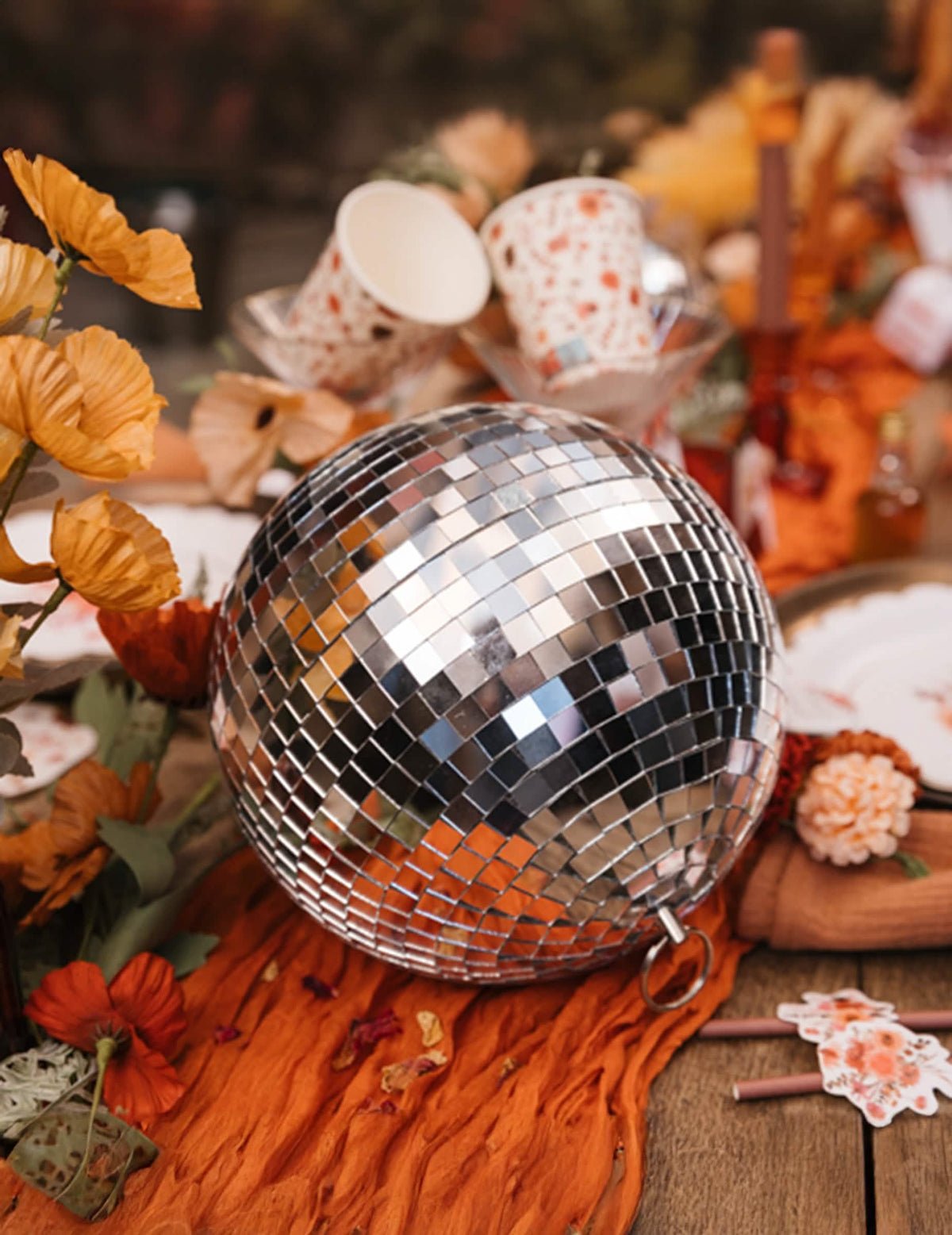 Glob disco suspendat din sticlă oglindită, argintiu, 16 cm, suprapunabil, decorațiune disco