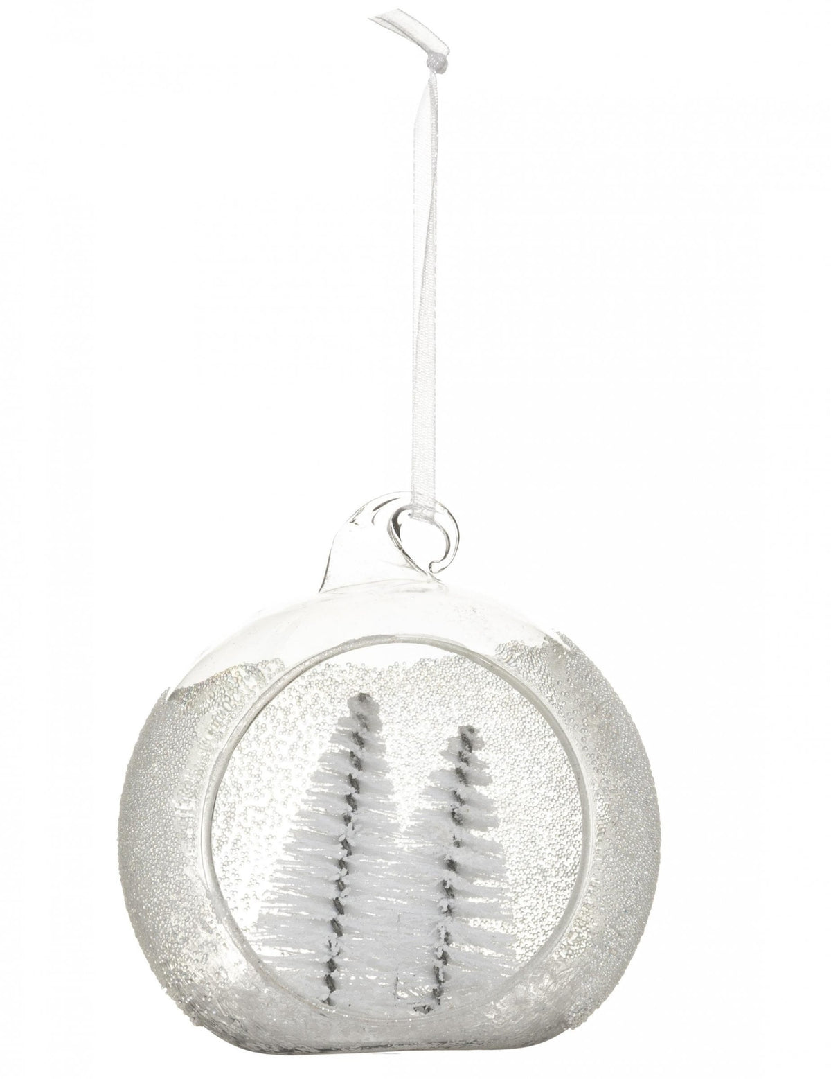 Boule de noël avec sapins polaire en verre givrée