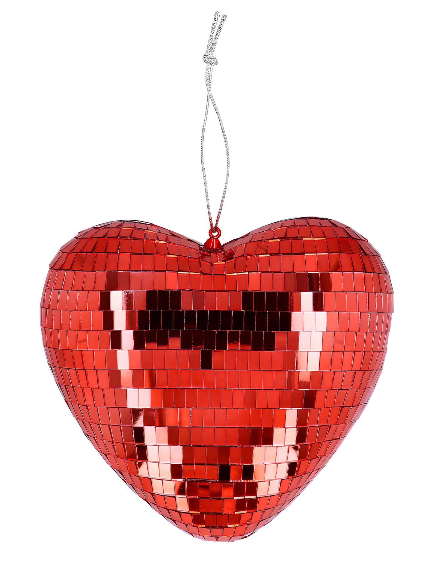 Boule disco coeur rouge - 19 cm
