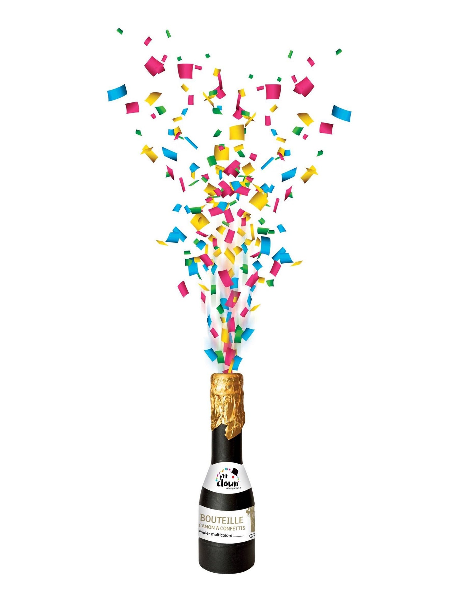 Bouteille canon à confettis multicolore 16 cm