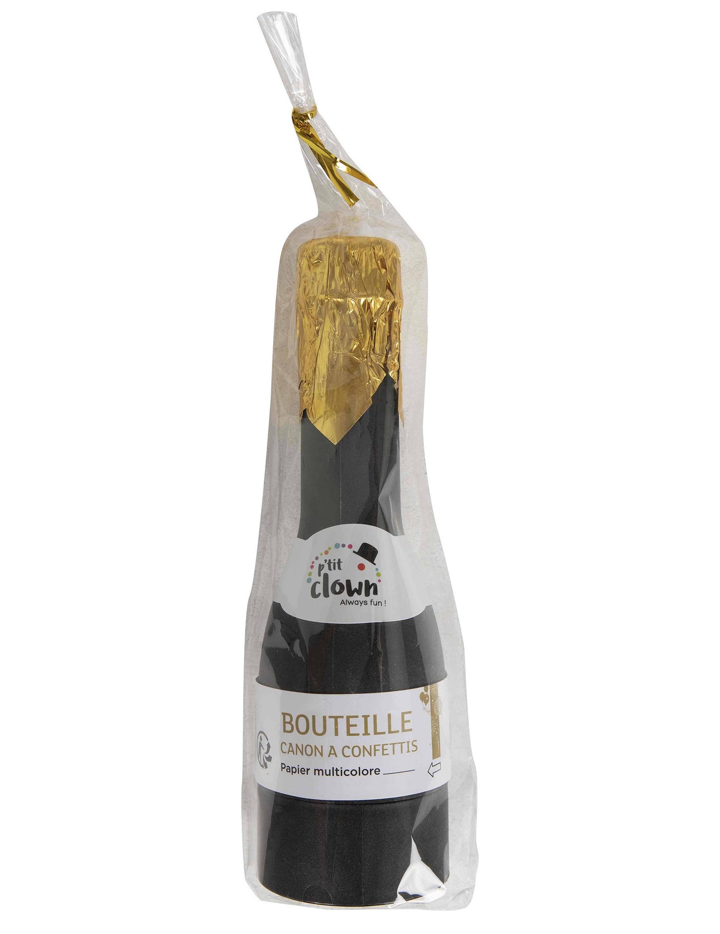 Bouteille canon à confettis multicolore 16 cm