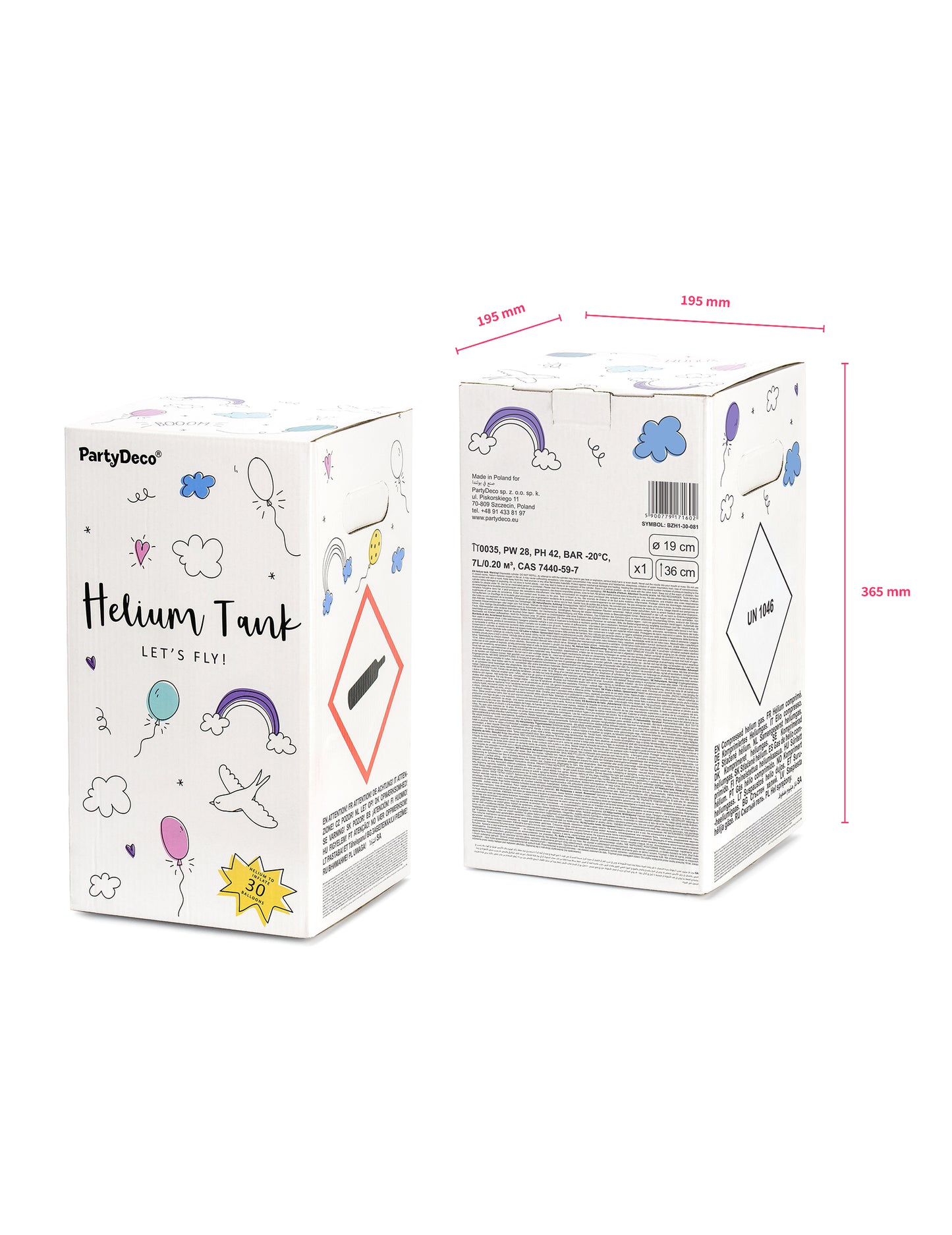 Sticlă de heliu pentru până la 30 de baloane