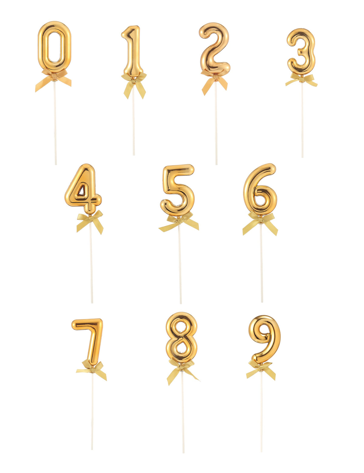 Cake topper chiffre pour anniversaire doré avec nœud