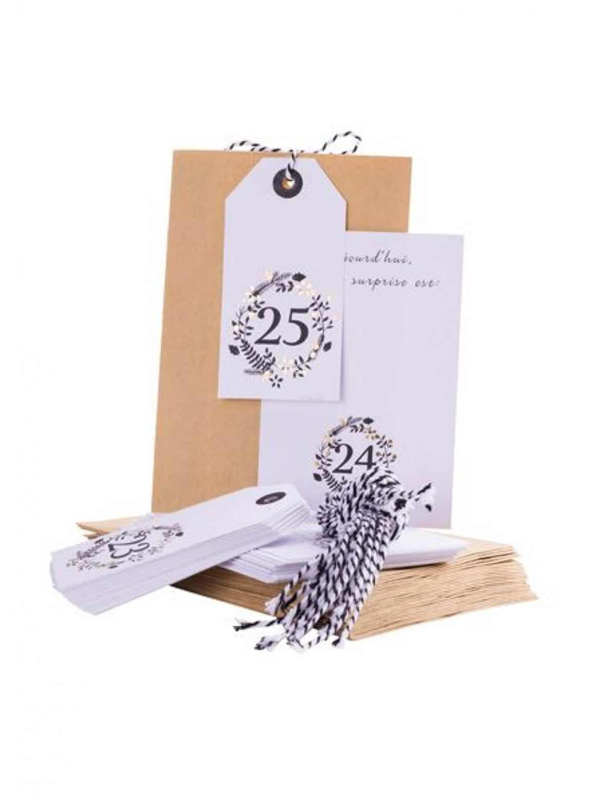 Calendar de advent momente drăguțe 25 de plicuri de personalizat kraft și alb