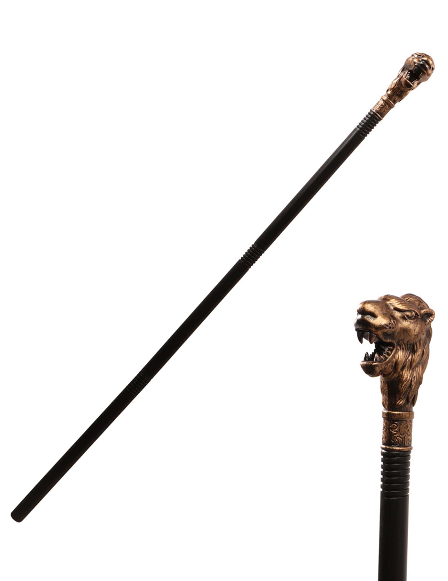 Baston de mers din plastic cu formă de leu din bronz, 106 cm