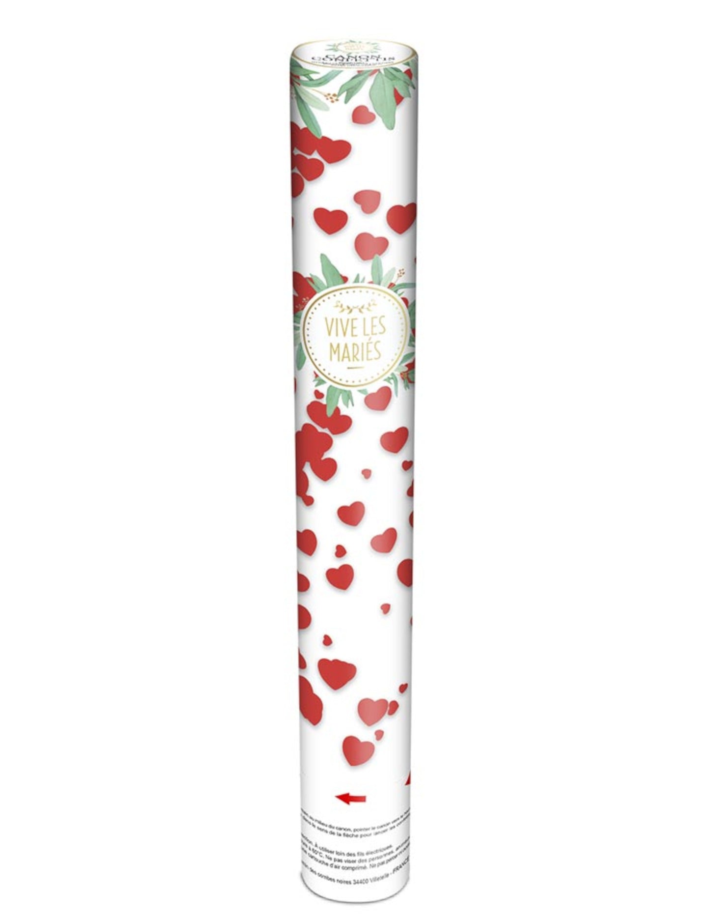 Tun de confetti inimi roșii 40 cm
