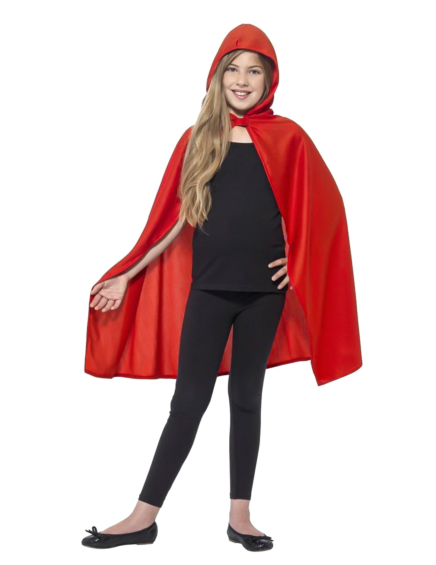 Cape à capuche rouge pour enfant rouge satinée