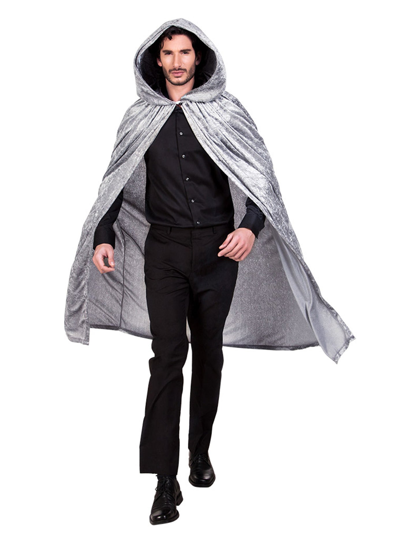 Aspect de catifea gri Cape 170 cm Halloween ADULE