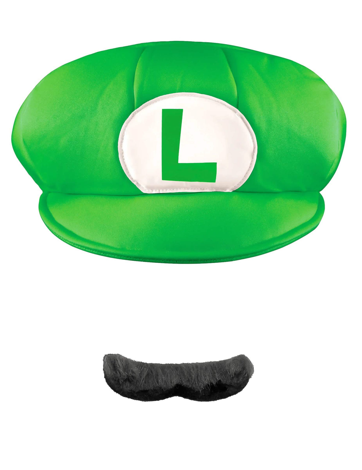 Vedere frontală a șepcii și mustății Luigi™