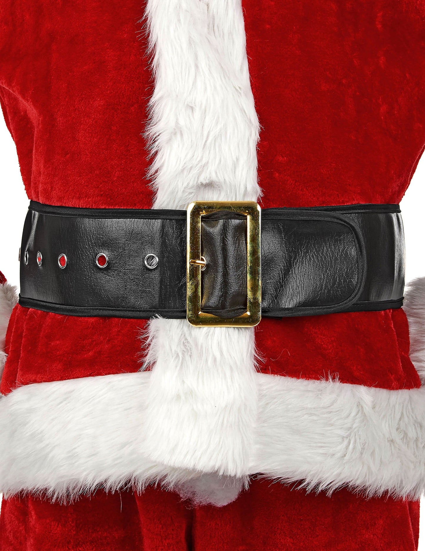 Detaliu al cataramei și al ochișorilor curelei late negre pentru adult