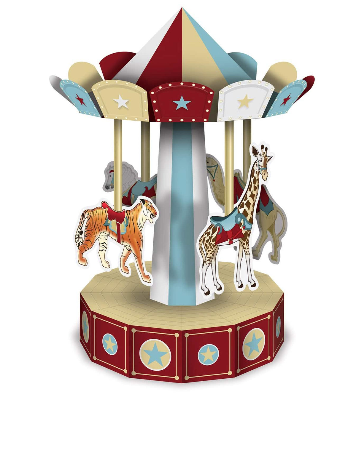 Piesă centrală 3D carusel pentru decor de petrecere multicolor de asamblat