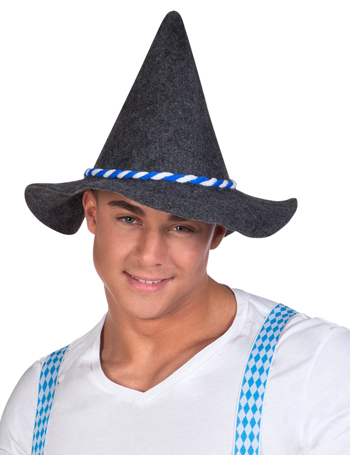 Pălărie bavareză adultă cu cordon albastru și alb