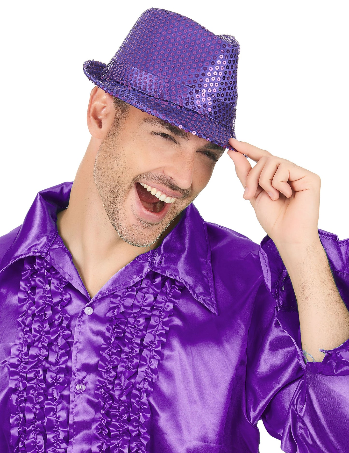 Vue rapprochée du chapeau borsalino à sequins