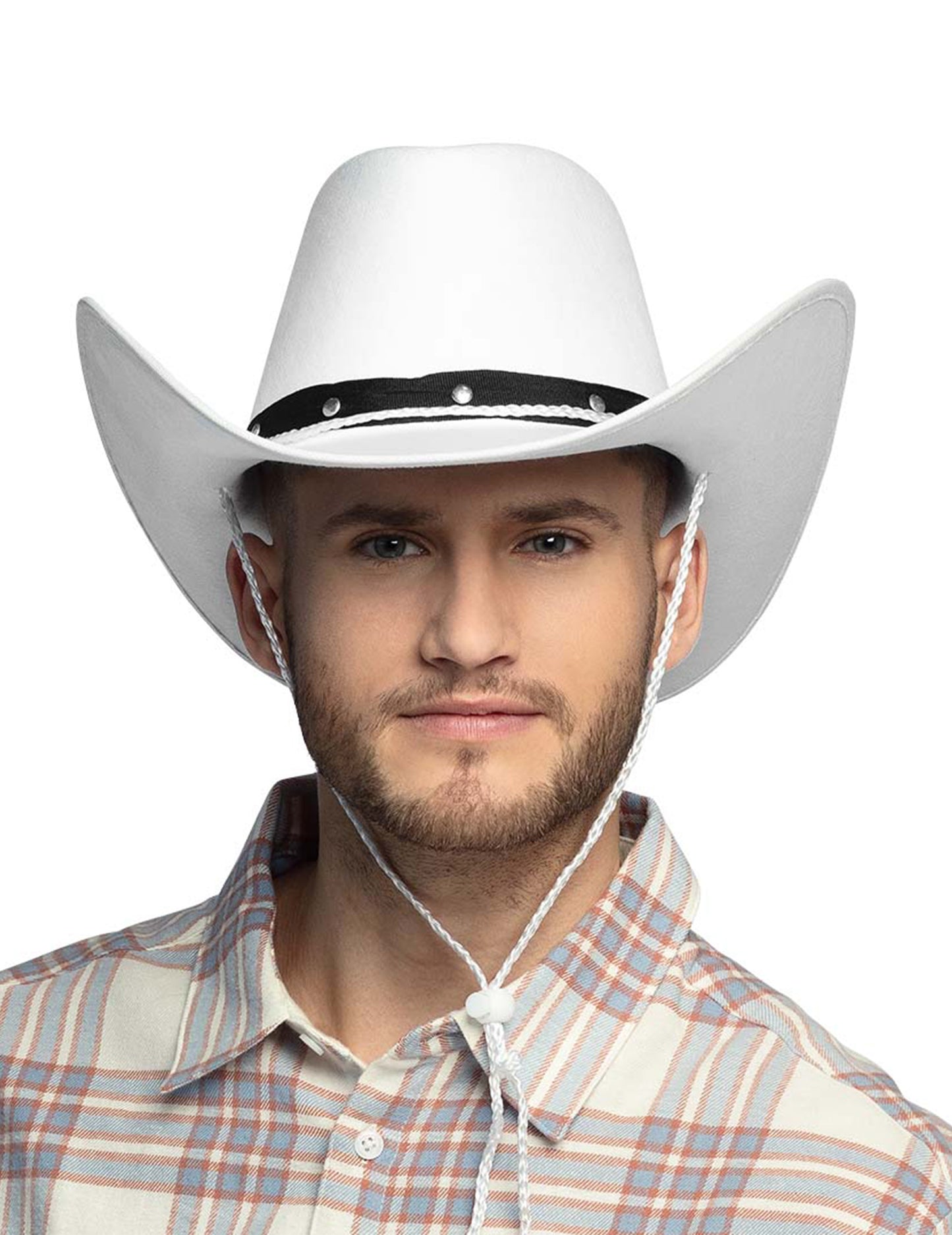 Pălărie de cowboy alb și negru pentru adulți