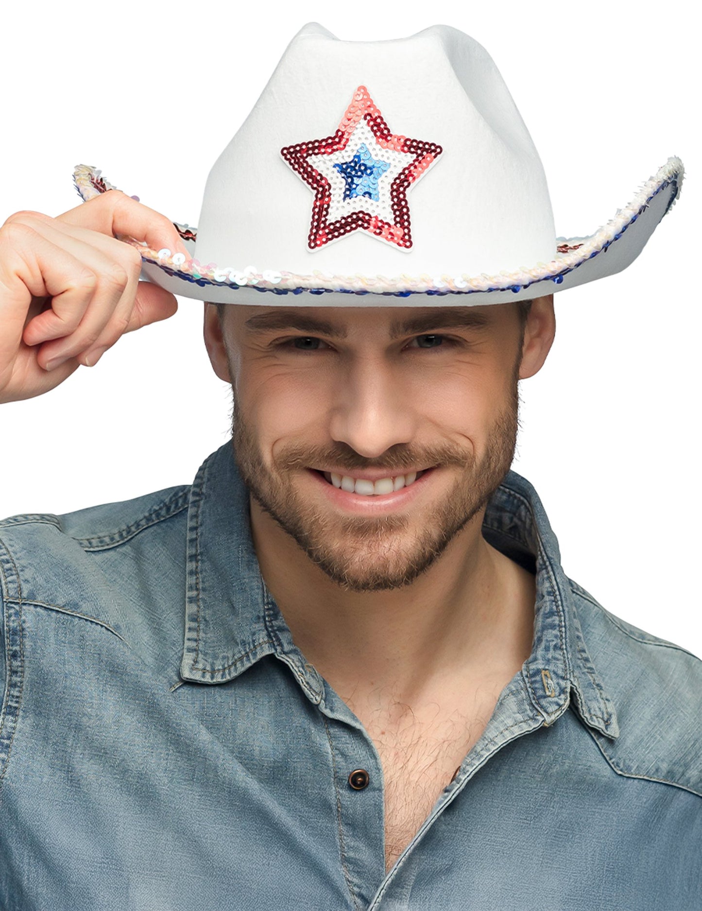 Chapeau Cowboy blanc USA adulte