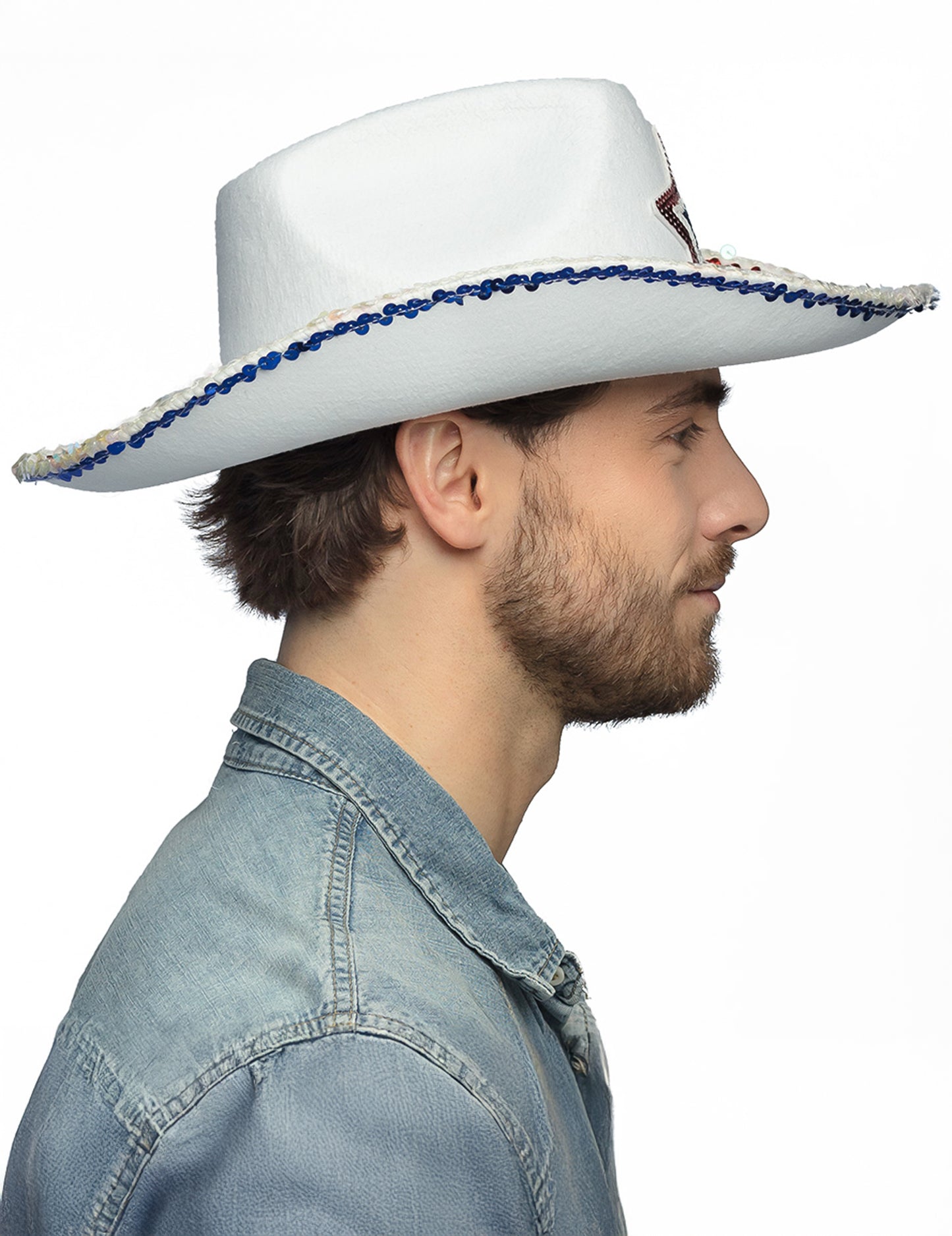Chapeau Cowboy blanc USA adulte