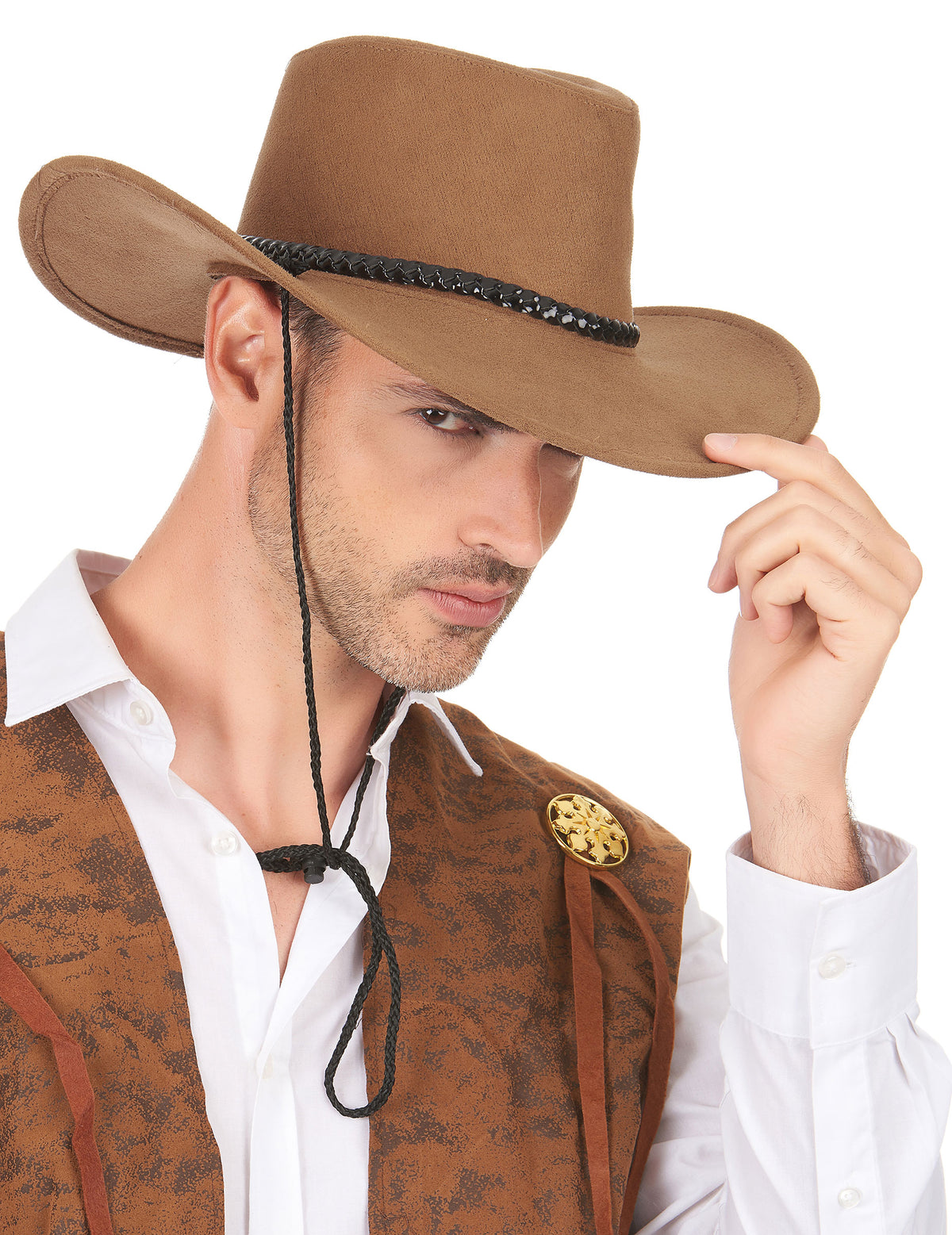 Vedere din profil a pălăriei de cowboy lux pentru adult
