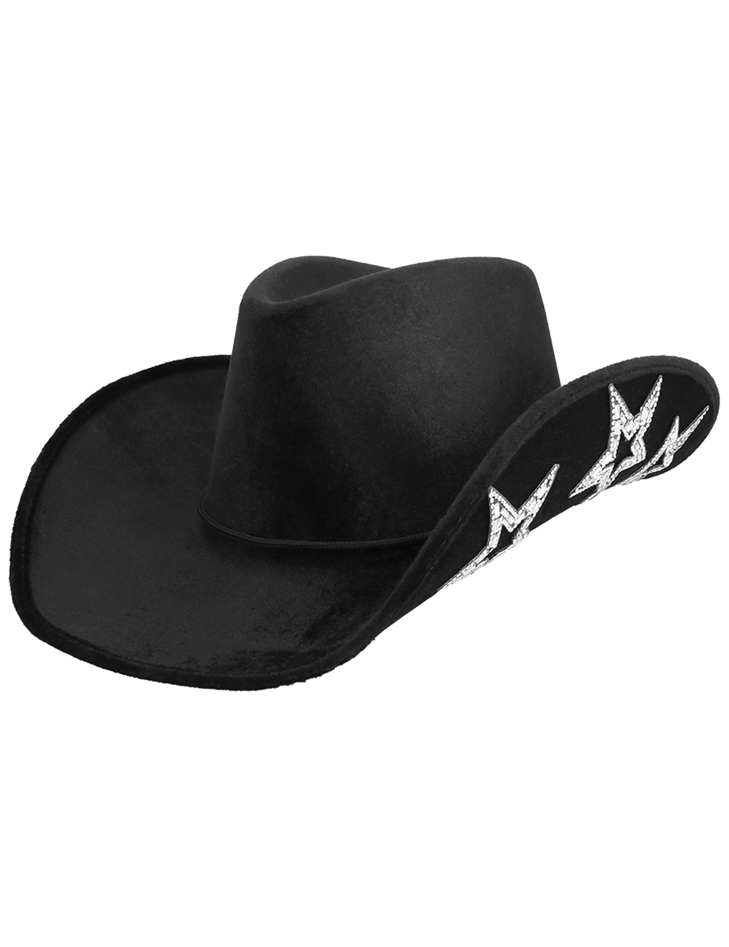 Chapeau Cowboy noir avec étoiles argentées adulte