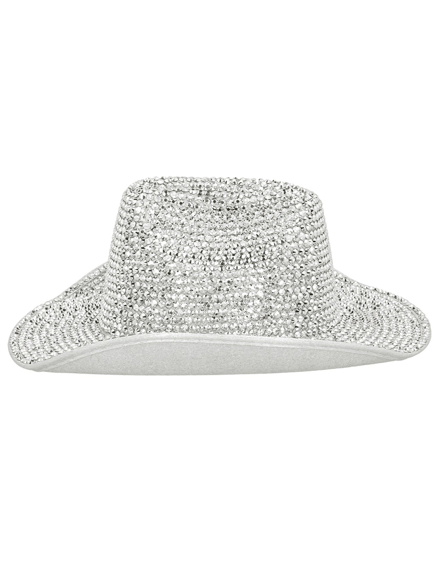 Vue de côté du chapeau de cowboy pour adulte strass argenté