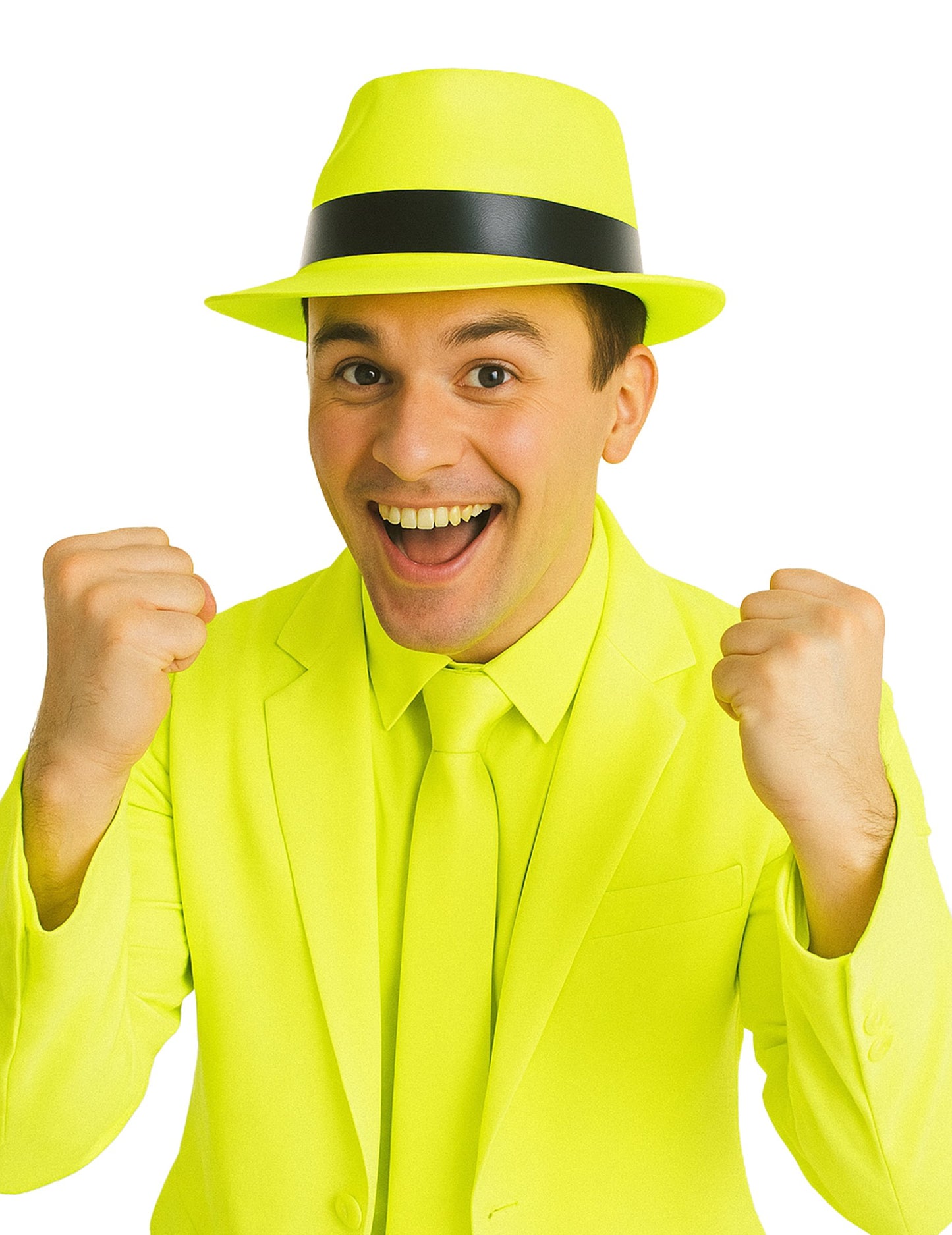 Pălărie de gangster galben fluo adult