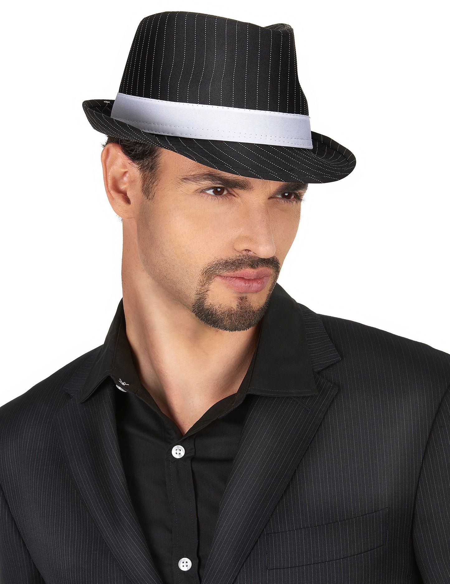 Pălărie cu gangster negru cu dungi pentru adulți