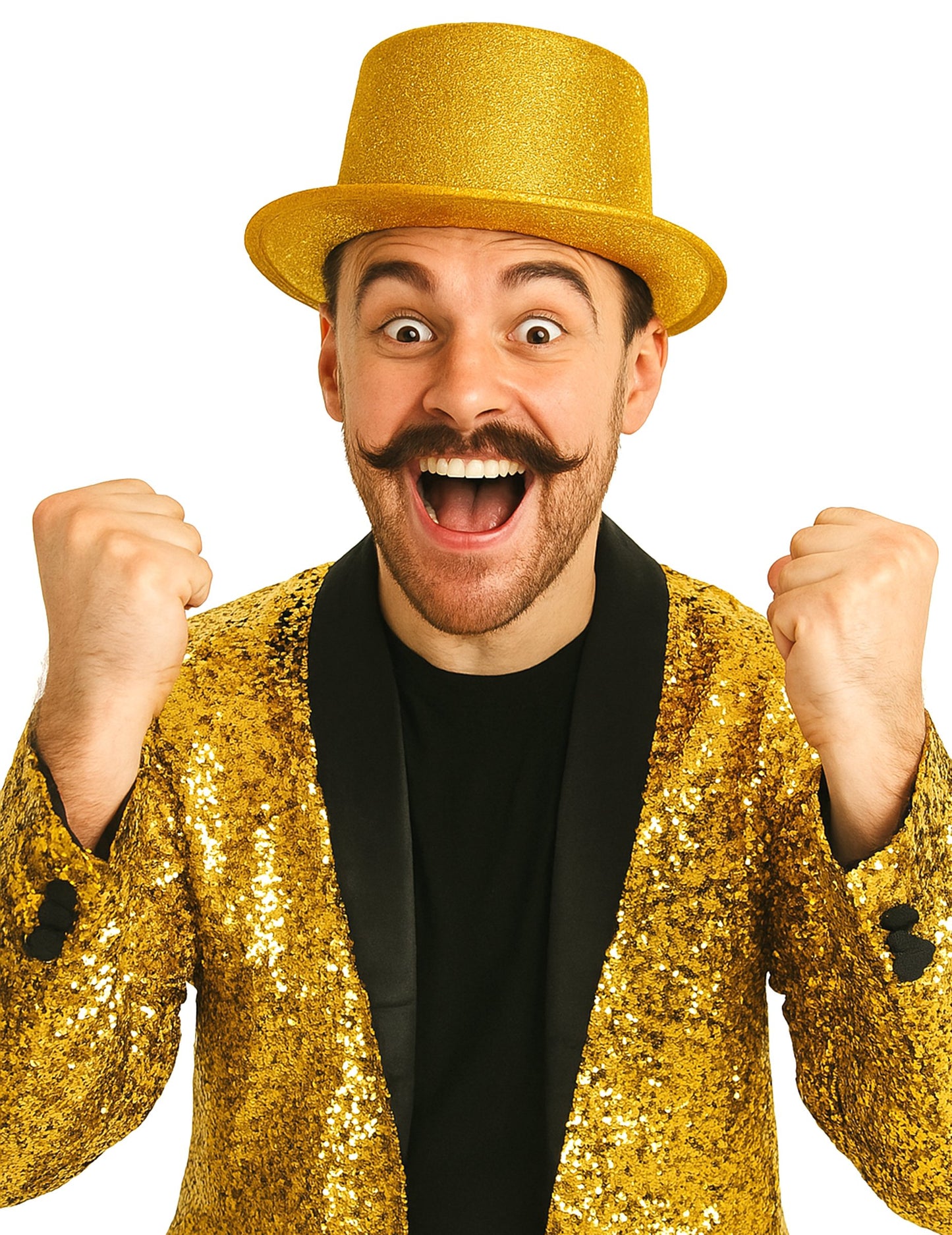 Pălărie de top din plastic din aur pentru adulți