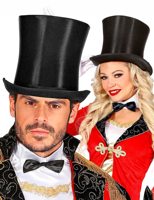 Vue portée du chapeau haut de forme luxe pour adulte