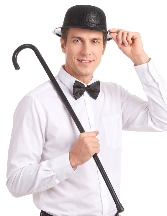 Pălărie de plastic cu sclipici negre adult