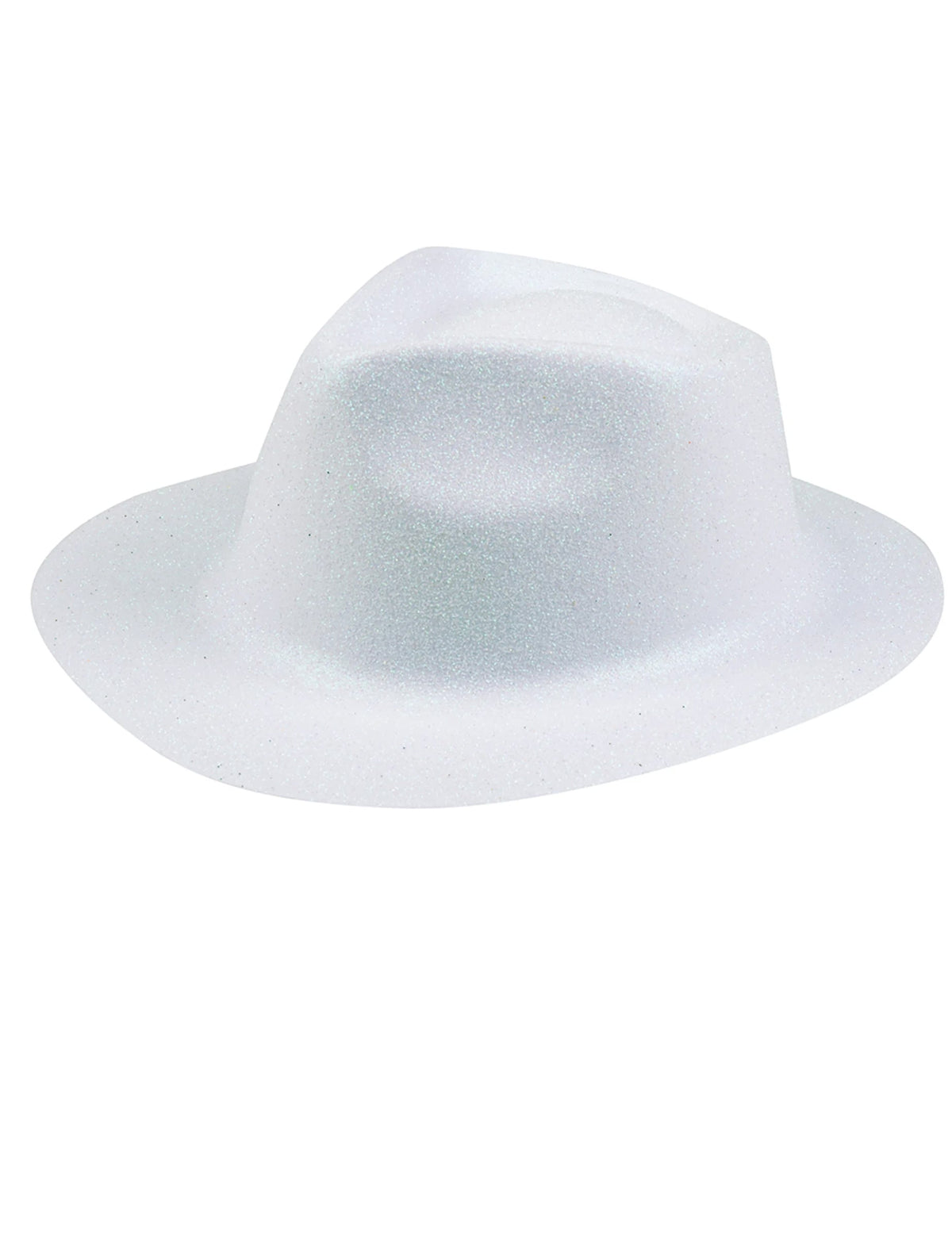 Vue de profil du chapeau pailleté pour adulte blanc