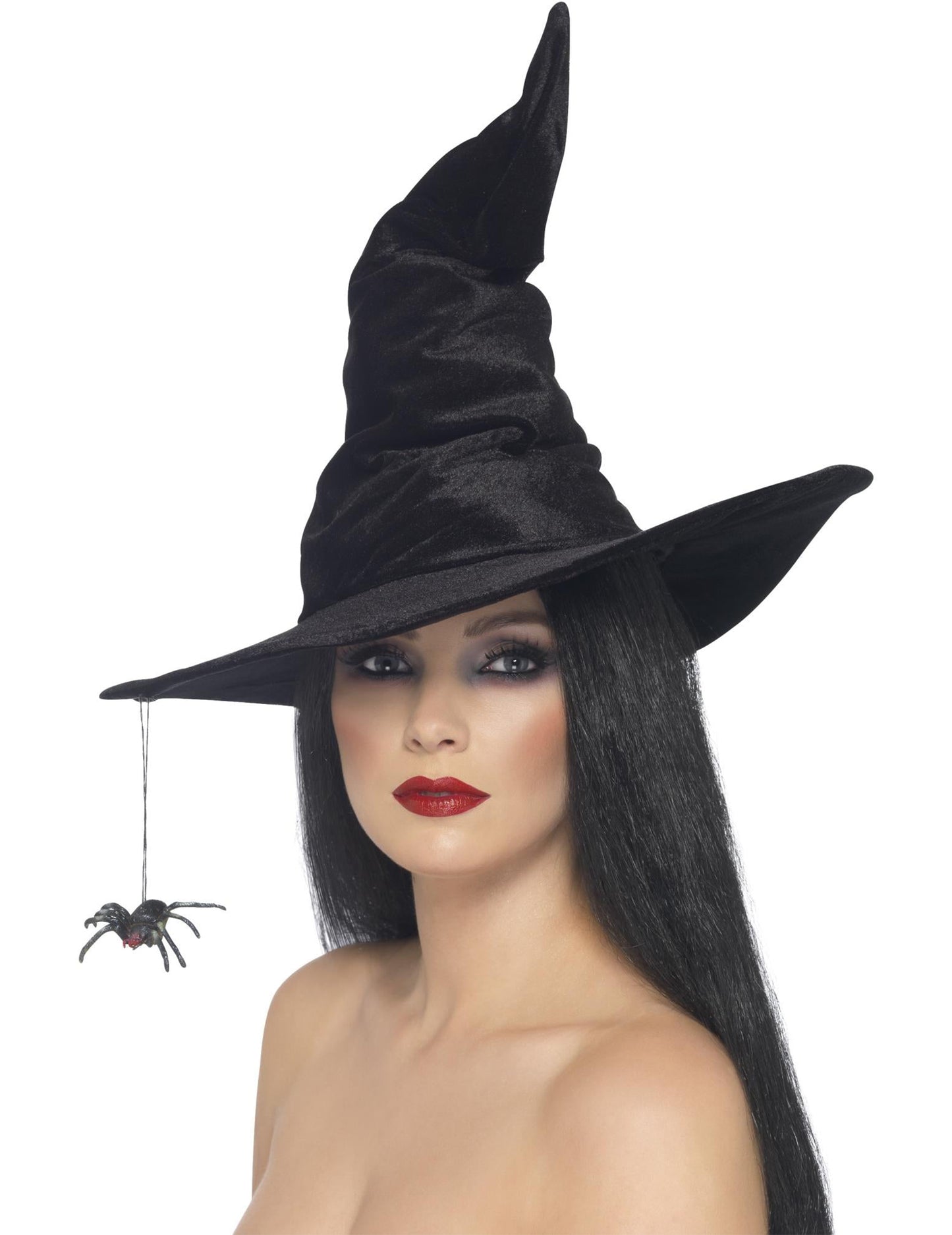 Pălărie de vrăjitoare neagră cu păianjen de Halloween