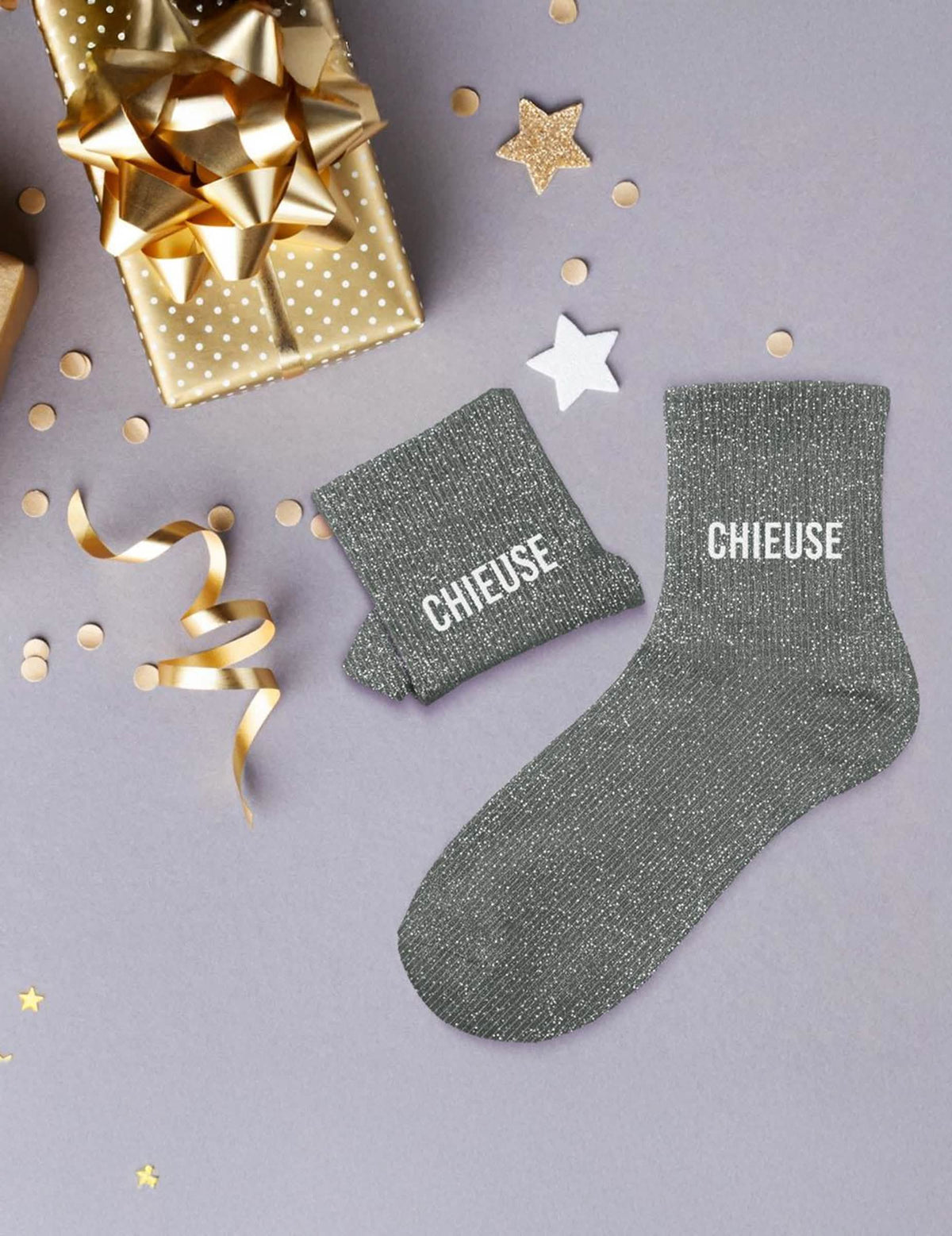 Vue d'ensemble des chaussettes à paillettes Chieuse pour femme