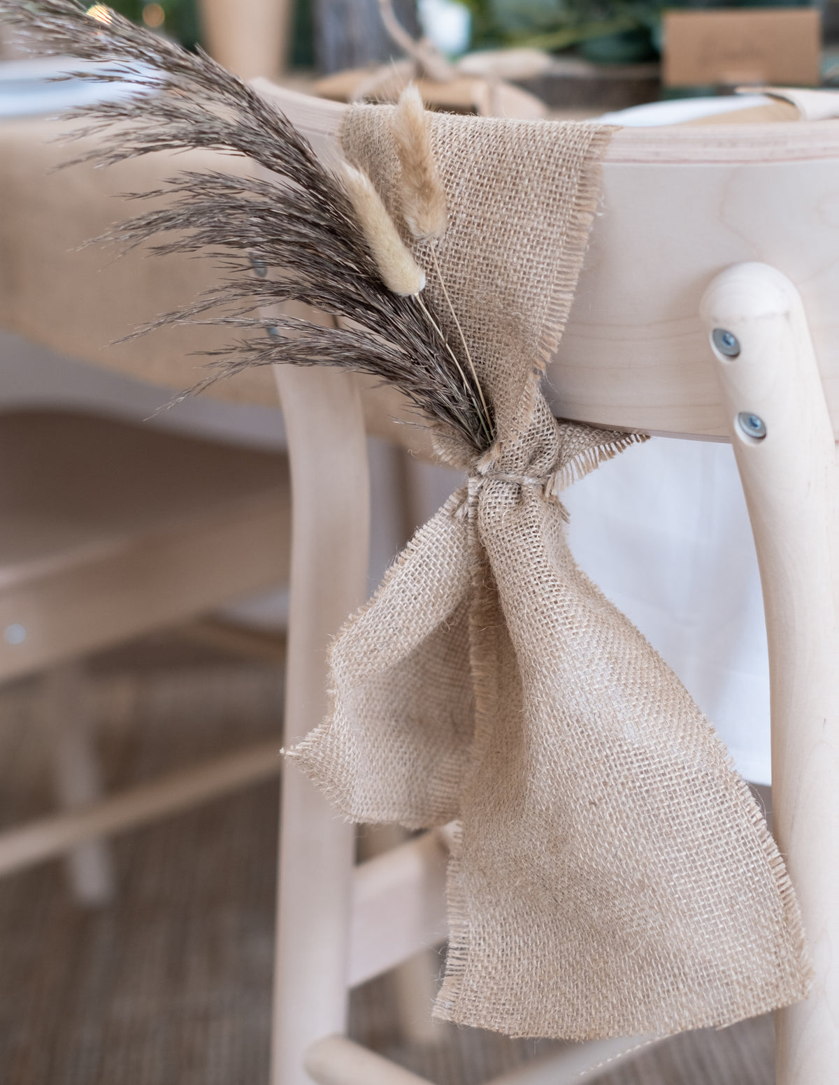 Nod decorativ pentru scaun al aleii de masă din pânză de iută pentru decor natural