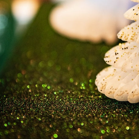 Traversă de masă strălucitoare, sclipici, verde brad, 28 cm x 3 m pentru Crăciun