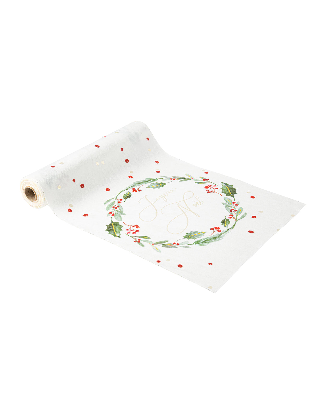 Chemin de table joyeux Noël tradi chic pour décoration en velours blanc