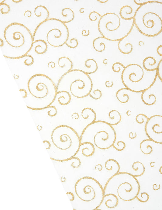 Détail des motifs du chemin de table organza arabesques pailletées